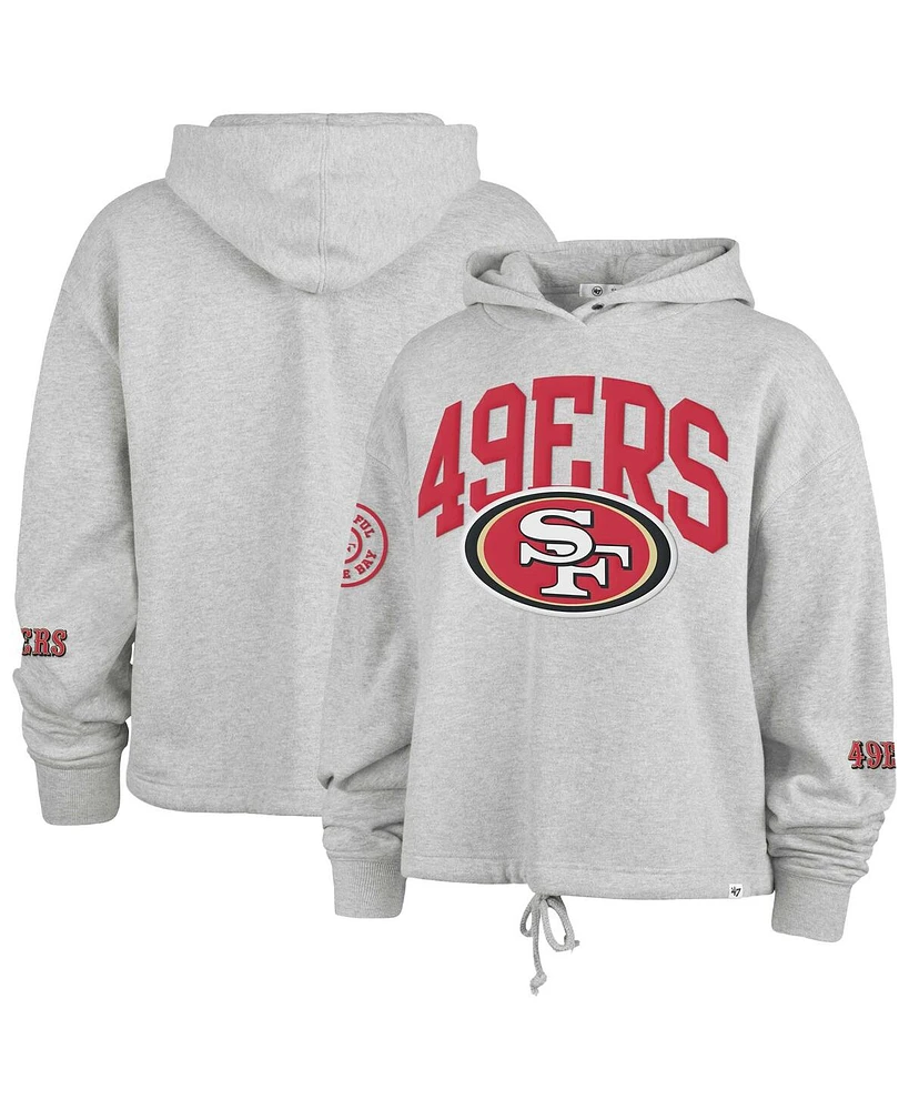 '47 Brand Women's Heather Gray San Francisco 49ers High Hopes Long Sleeve Cropped Hoodie