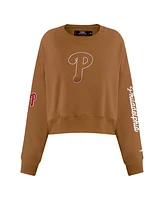 Pro Standard Women's Brown Philadelphia Phillies Paint The City Pullover Cropped Sweatshirt