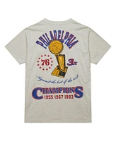 Mitchell & Ness Men's Oatmeal Philadelphia 76ers Hardwood Classics Legacy Defined Retro Championship T-Shirt