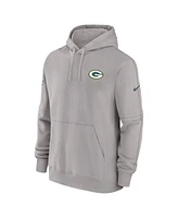 Nike Men's Gray Green Bay Packers Sideline Club Fleece Pullover Hoodie