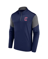 Fanatics Men's Navy Cleveland Guardians Logo Quarter-Zip Top