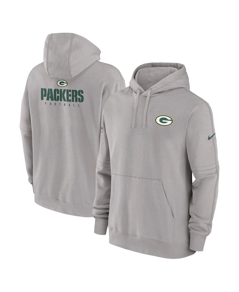 Nike Men's Gray Green Bay Packers Sideline Club Fleece Pullover Hoodie