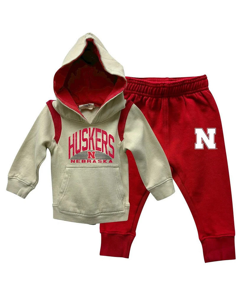 Wes & Willy Baby Boys and Girls Nebraska Huskers Colorblock Pullover Hoodie Sweatpants Set