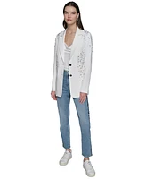 Karl Lagerfeld Paris Petite Embellished One-Button Blazer