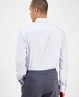 Alfani Men's Slim Fit Long Sleeve Button-Front Dash Diamond Print Shirt, Exclusively at Macy's