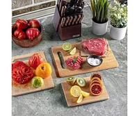 Bamboo Wood Cutting Board Set - Chopping Board with Juice Groove for Meat, Cheese & Vegetables