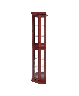 Slickblue Lighted Corner Curio Cabinet with Glass Display Shelves & Tempered Glass Door Elegant Storage Solution