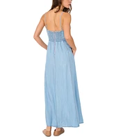 1.state Women's Chambray V-Neck Maxi Dress