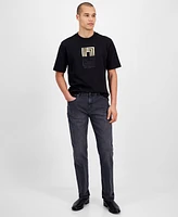 Karl Lagerfeld Paris Men's Slim Fit Short Sleeve Crewneck Mirrored-Logo T-Shirt