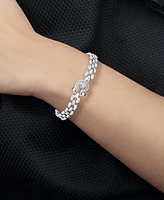 Diamond Horseshoe Clasp Panther Link Chain Bracelet (1/5 ct. t.w.) in Sterling Silver