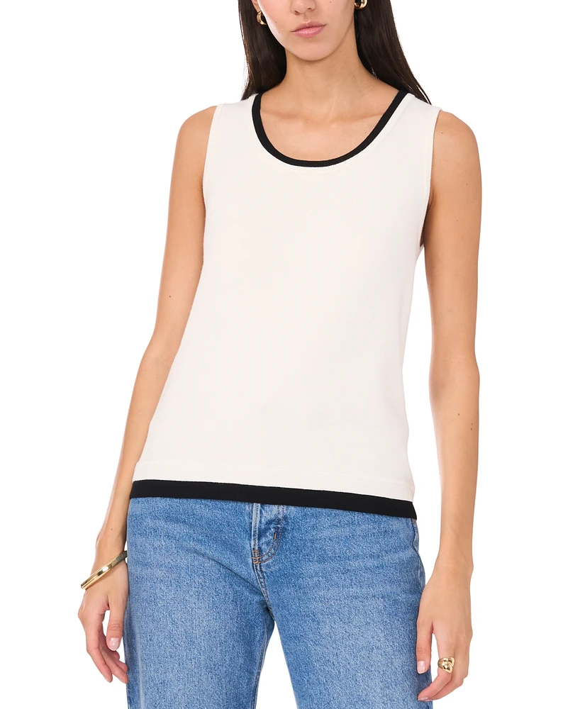 Vince Camuto Women's Contrast-Trim Sleeveless Sweater