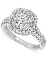 Gia Certified Diamond Double Halo Engagement Ring (1-1/4 ct. t.w.) in 14k White Gold