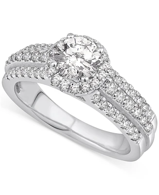 Gia Certified Diamond Halo Engagement Ring (1-1/3 ct. t.w.) in 14k White Gold