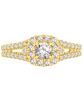 Diamond Halo Engagement Ring (1 ct. t.w.) in 14k Yellow Gold