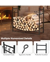 Gouun 36 Inch Fireplace Log Holder with Kindling Holders and Shovel