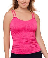 Swim Solutions Women's Paisley-Print Tunnel Tankini Top, Exclusively at Macy's