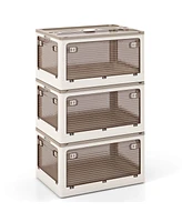 Costway Pack Stackable Storage Bins with Lids Gallon Collapsible Plastic Container Box