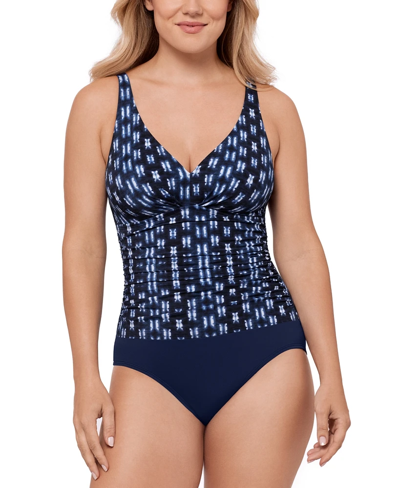 Swim Solutions Women's Printed Tummy-Control One-Piece Swimsuit, Exclusively at Macy's