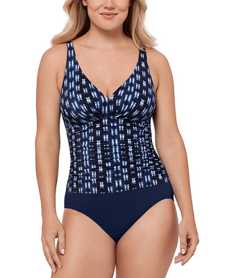 Swim Solutions Women's Printed Tummy-Control One-Piece Swimsuit, Exclusively at Macy's