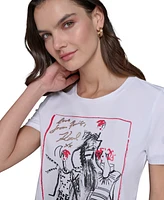 Karl Lagerfeld Paris Women's Sketch Girl Graphic T-Shirt