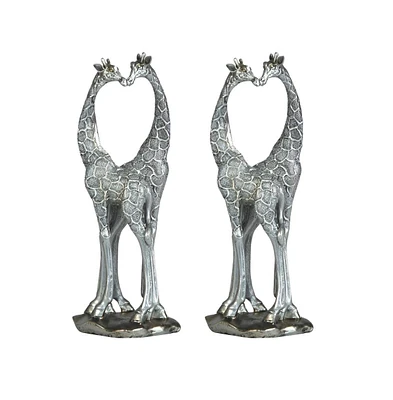 Fc Design "2-pc Gift Set" 12"H Silver Giraffe Couple with Heart Shaped Figurine Statue Ornament Home Room Office Decor and Perfect Gift Ideas for Hous