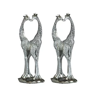 Fc Design "2-pc Gift Set" 12"H Silver Giraffe Couple with Heart Shaped Figurine Statue Ornament Home Room Office Decor and Perfect Gift Ideas for Hous