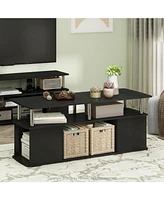 Furinno Modern Tv Stand Media Entertainment Center for Tv's up To 50" w/Open Storage Compartment for Living Room&Bedroom,Americano