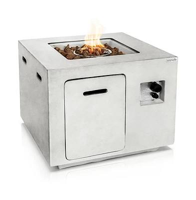 SereneLife 40,000 Btu Square Propane Gas Fire Pit Table with Lava Rocks and Cover