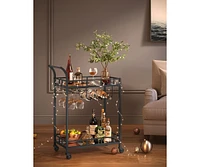 Slickblue Home Bar Serving Cart with 2 Mirrored Shelves Elegant for Entertaining and Storage
