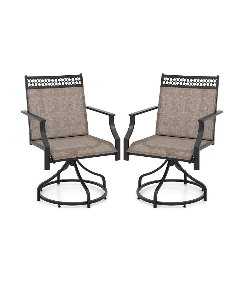 Gouun Patio Swivel Dining Chairs Set of 2 with Heavy-duty Metal Frame and Armrests