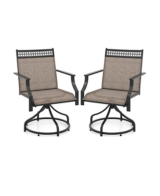 Gouun Patio Swivel Dining Chairs Set of 2 with Heavy-duty Metal Frame and Armrests