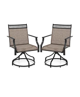 Gouun Patio Swivel Dining Chairs Set of 2 with Heavy-duty Metal Frame and Armrests