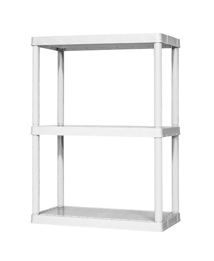 Gracious Living 3 Shelf Fixed Height Solid Light Duty Home Storage Unit, White