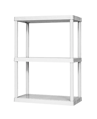 Gracious Living 3 Shelf Fixed Height Solid Light Duty Home Storage Unit, White