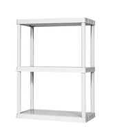 Gracious Living 3 Shelf Fixed Height Solid Light Duty Home Storage Unit, White