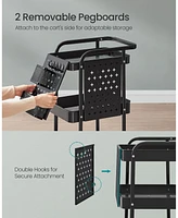 Slickblue 3-Tier Rolling Storage Cart Utility with Metal Mesh Shelves for Home or Office Organization