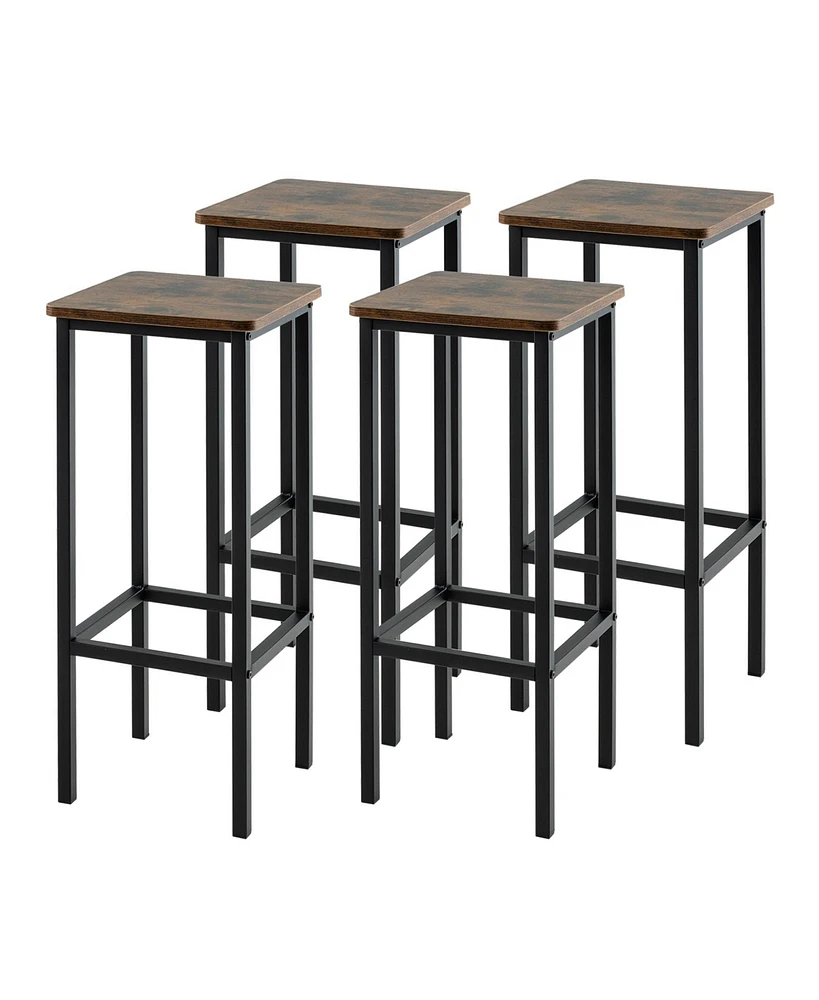 Gouun Set of 4 Bar Stool Set with Metal Legs and Footrest