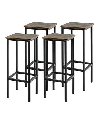 Gouun Set of 4 Bar Stool Set with Metal Legs and Footrest