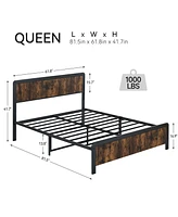 gaomon Queen Bed Frame, Curved Wood Headboard and Footboard