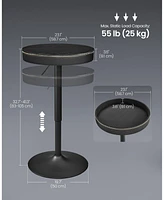 Slickblue Adjustable Bar Table Round High Pub with Built-In Storage for Versatile Use