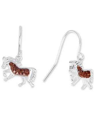 Color Crystal Horse Drop Earrings (1 ct. t.w.) in Sterling Silver