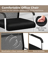 Costway Office Guest Chairs Set of 4 with Metal Sled Base & Armrests Mesh Reception Chair