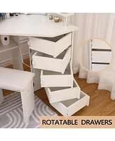 gaomon Makeup Vanity Desk with Lights & Power Outlet