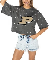 Gameday Couture Women's Gray Purdue Boilermakers Go Time Rhinestone Crop T-Shirt