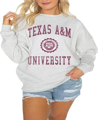 Gameday Couture Women's Steel Texas A M Aggies Good Vibes Premium Fleece Drop Shoulder Pullover Sweatshirt