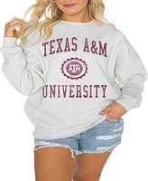 Gameday Couture Women's Steel Texas A M Aggies Good Vibes Premium Fleece Drop Shoulder Pullover Sweatshirt