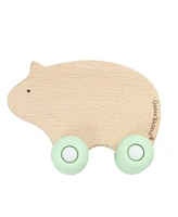 GooseWaddle Mint Bear Silicone + Wood Teether With Wheels