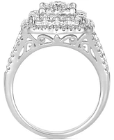 Diamond Cluster Engagement Ring (1-3/4 ct. t.w) in 14k White Gold