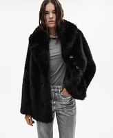 Mango Women's Fur-Effect Lapels Coat