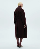 Mango Women's Detachable Scarf Wool Coat